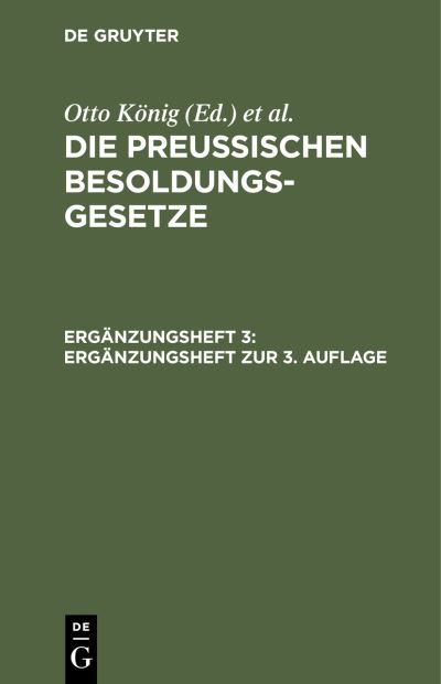 Otto König · Ergänzungsheft Zur 3. Auflage (Book) (2025)