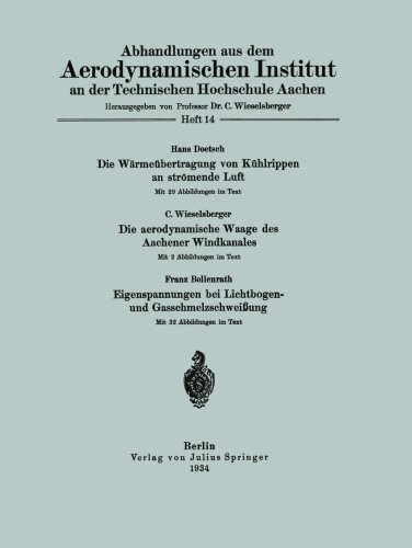 Abhandlungen Aus Dem Aerodynamischen Institut an Der Technischen Hochschule Aachen - Na Doetsch - Boeken - Springer-Verlag Berlin and Heidelberg Gm - 9783642937736 - 1934