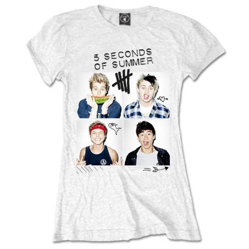 5 Seconds of Summer Ladies T-Shirt: Scribbles (Skinny Fit) - 5 Seconds of Summer - Produtos - Unlicensed - 5055295387737 - 