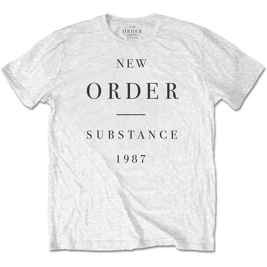 Cover for New Order · New Order Unisex T-Shirt: Substance (T-shirt) [size L] [White - Unisex edition]