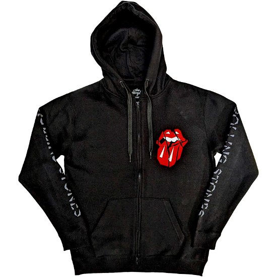 The Rolling Stones Unisex Zipped Hoodie: Hackney Diamonds Shattered Tongue (Sleeve Print) - The Rolling Stones - Merchandise -  - 5056737200737 - 