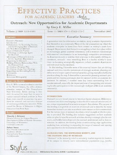 Cover for Gary Miller · Effective Practices for Academic Leaders: Outreach: New Opportunities for Academic Departments (Effective Practices for Academic Leaders Archive) (Paperback Book) (2007)