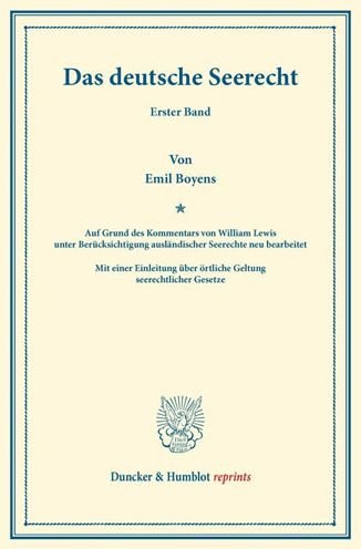 Cover for Lewis · Das deutsche Seerecht.1 (Bog) (2013)