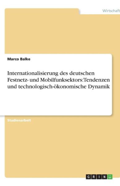 Cover for Balke · Internationalisierung des deutsch (Book) [German edition] (2013)