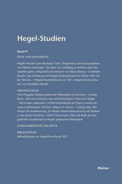 Cover for Otto Poeggeler · Hegel-Studien / Hegel-Studien Band 9 (Taschenbuch) (1974)