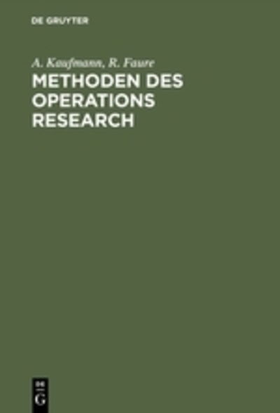 Cover for Kaufmann · Methoden des Operations Resear (Book) (1973)