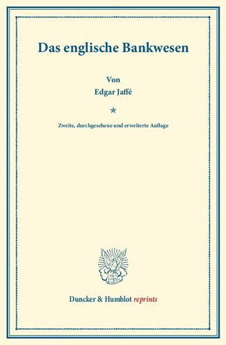 Cover for Jaffé · Das englische Bankwesen. (Book) (2013)