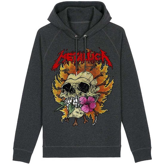 Metallica Unisex Pullover Hoodie: Skull Flower Washed - Metallica - Merchandise -  - 5056187753739 - 