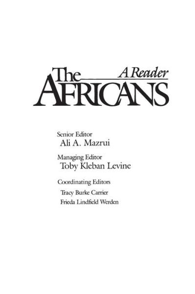 Cover for Edward Kleban · The Africans: A Reader (Paperback Book) (1986)