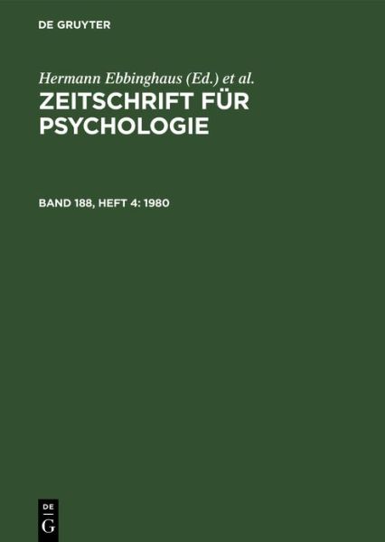 Cover for Hermann Ebbinghaus · 1980 (Book) (1981)