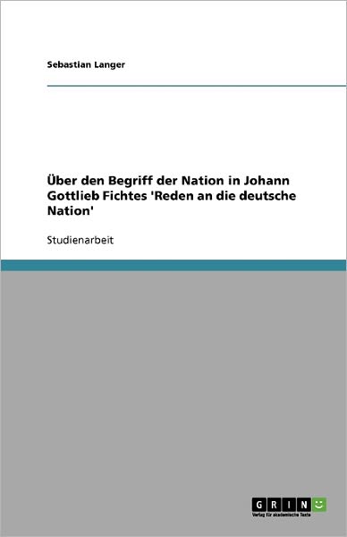 Cover for Langer · Über den Begriff der Nation in J (Book) [German edition] (2009)