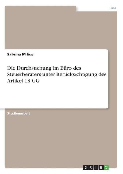 Cover for Milius · Die Durchsuchung im Büro des Ste (Book)