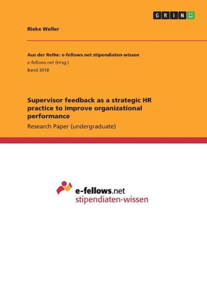 Cover for Weller · Supervisor feedback as a strateg (Book)