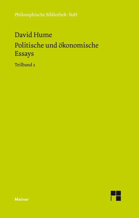 Cover for David Hume · Politische Und Ökonomische Essays (Innbunden bok) [German edition] (1988)