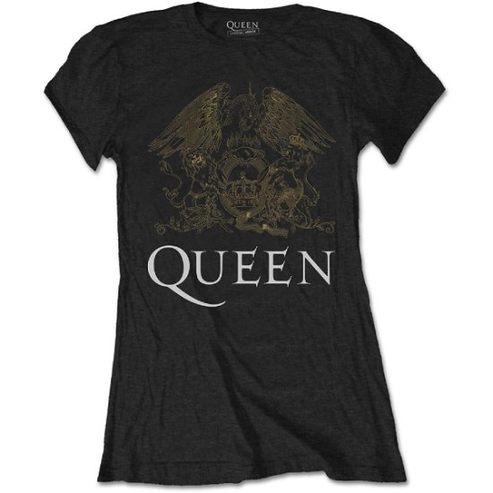 Cover for Queen · Queen Ladies T-Shirt: Crest (T-shirt) [size S] [Black - Ladies edition]