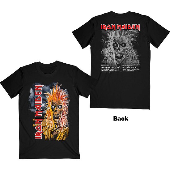 Cover for Iron Maiden · Iron Maiden Unisex T-Shirt: First Album Track list V.3. (Back Print) (T-shirt) [size S] [Black - Unisex edition]