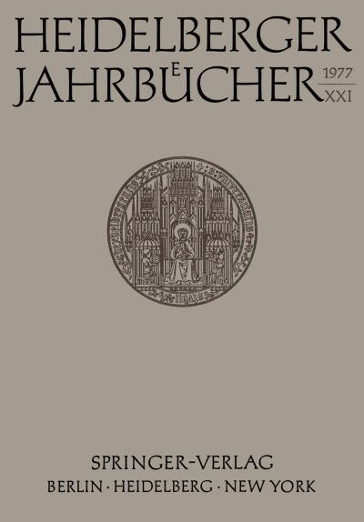 Cover for Universitats-Gesselschaft Heidelberg · Heidelberger Jahrbucher (Paperback Book) [German edition] (1977)