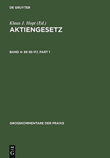 Cover for Et Al. · Aktiengesetz (AktG),Großk.4 P.95-117 (Bog) [German, 4 Revised edition] (2006)