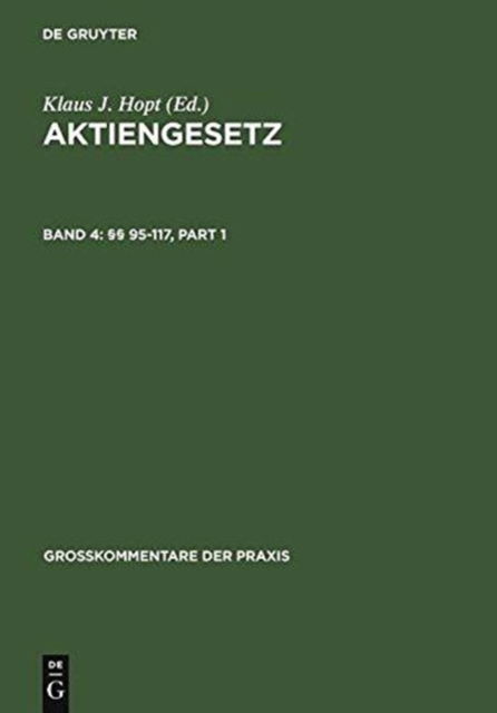 Cover for Et Al. · Aktiengesetz (AktG),Großk.4 P.95-117 (Bog) [German, 4 Revised edition] (2006)