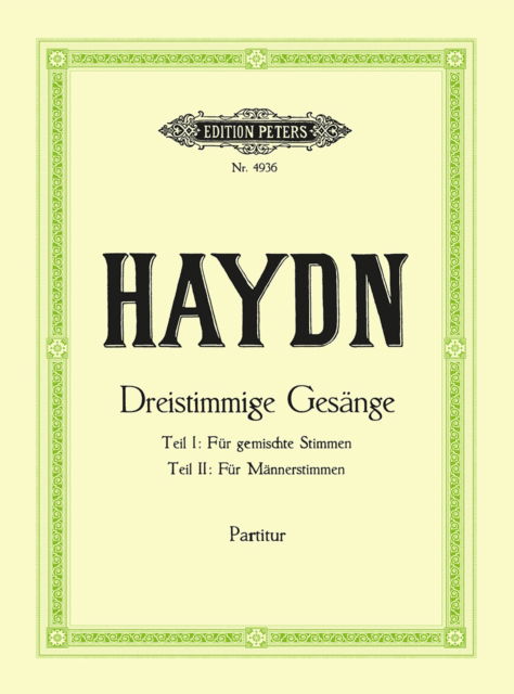 3-part Songs - Joseph Haydn - Kirjat - Edition Peters - 9790014034740 - torstai 12. huhtikuuta 2001