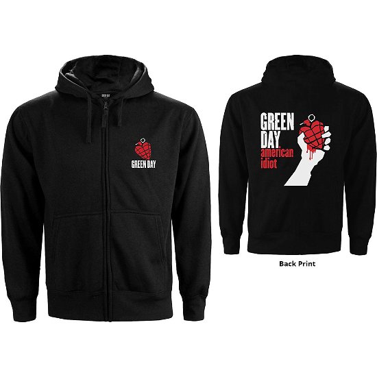 Green Day Ladies Zipped Hoodie: American Idiot (Back Print) - Green Day - Fanituote -  - 5056368605741 - 