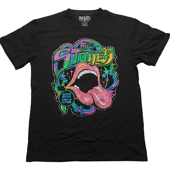 Cover for The Rolling Stones · The Rolling Stones Unisex T-Shirt: Some Girls Neon Tongue (Embellished) (T-shirt) [size L]