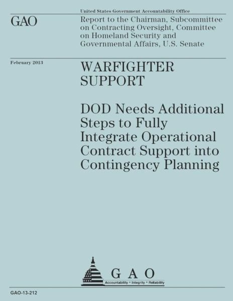 Cover for United States Government Accountability Office · Report to the Chairman, Subcommittee on Contracting Oversight, Committee on Homeland Security and Governmental Affairs, U.s Senate (Pocketbok) (2015)