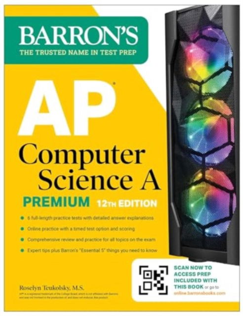 Cover for Roselyn Teukolsky · AP Computer Science A Premium, 12th Edition: Prep Book with 6 Practice Tests + Comprehensive Review + Online Practice - Barron's AP Prep (Pocketbok) (2024)