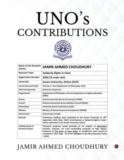 UNO's Contributions - Jamir Ahmed Choudhury - Books - Notion Press - 9781648999741 - July 18, 2020
