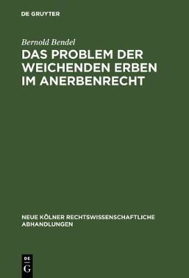 Cover for Bernold Bendel · ProSem der Weichenden Erben Im Anerbenrecht (Book) (1959)