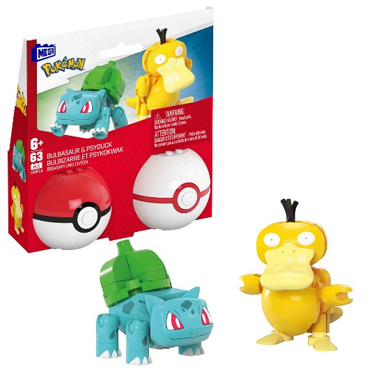 Mega Pokemon Pokeball 2 Pack Bulbasaur & Psyduck - Mega Bloks Pokemon - Koopwaar -  - 0194735235742 - 4 juli 2024
