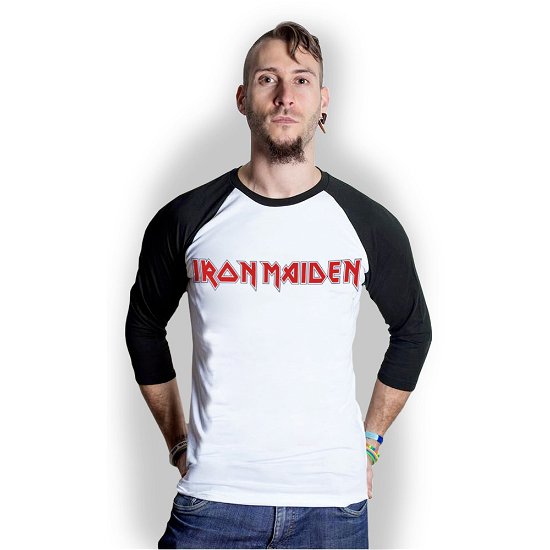 Cover for Iron Maiden · Iron Maiden Unisex Raglan Tee: Logo (Klær) [size S] [White - Unisex edition]