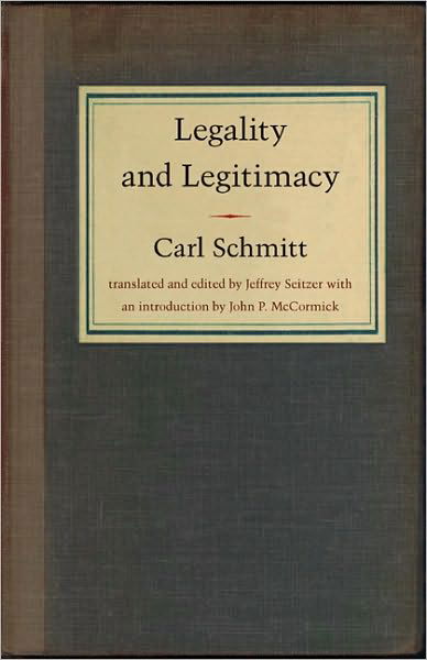 Cover for Carl Schmitt · Legality and Legitimacy (Taschenbuch) (2004)