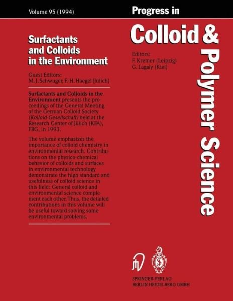 Cover for M Schwuger · Surfactants and Colloids in the Environment - Progress in Colloid and Polymer Science (Paperback Bog) [Softcover reprint of the original 1st ed. 1994 edition] (2013)