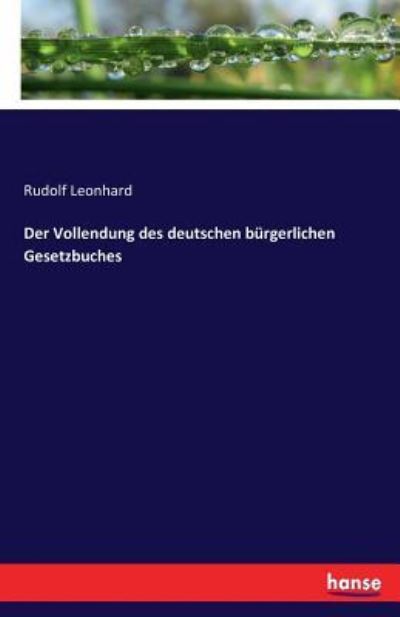 Cover for Leonhard · Der Vollendung des deutschen b (Book) (2016)