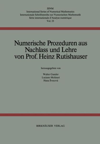 Cover for H Rutishauser · Numerische Prozeduren (Hardcover Book) [German edition] (1977)