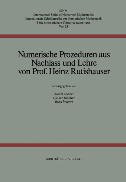 Numerische Prozeduren - H Rutishauser - Books - Birkhauser Verlag AG - 9783764308742 - 1977