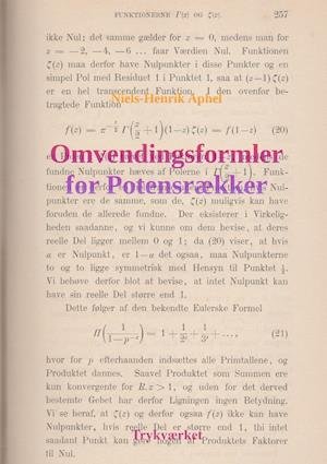 Cover for Niels-Henrik Aphel · Omvendingsformler for Potensrækker (Hardcover Book) [1st edition] (2021)