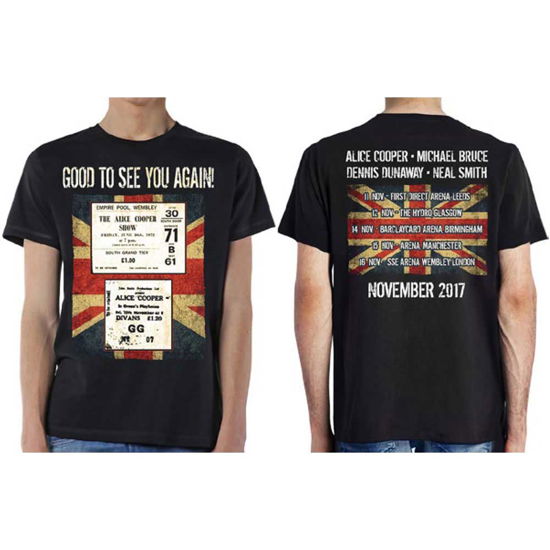 Alice Cooper Unisex T-Shirt: UK Only Event (Nov 2017) (Back Print) (Ex-Tour) - Alice Cooper - Merchandise - Global - Apparel - 5056170626743 - 