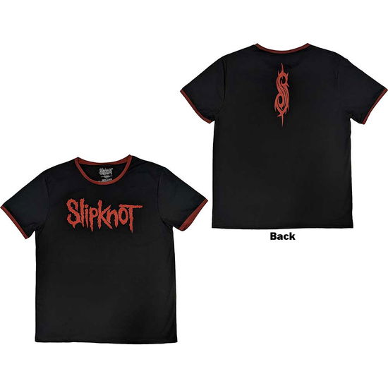 Slipknot Unisex Ringer T-Shirt: Logo (Back Print) - Slipknot - Marchandise -  - 5056737210743 - 