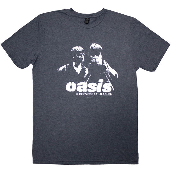 Cover for Oasis · Oasis Unisex T-Shirt: Definitely Maybe Photo Stencil (Navy Blue) (T-shirt) [size M] (2025)