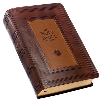 Cover for Christian Art Publishers · KJV Holy Bible, Giant Print Standard Size, Two-tone Brown Faux Leather w/Thumb Index and Ribbon Marker, Red Letter, King James Version (Läderbok) (2021)