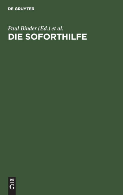 Cover for Paul Binder · Die Soforthilfe (Bok) (1949)