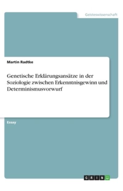 Cover for Radtke · Genetische Erklärungsansätze in (Book)