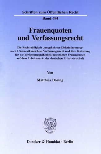 Cover for Döring · Frauenquoten und Verfassungsrech (Book) (1996)