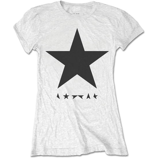 David Bowie Ladies T-Shirt: Blackstar (on White) - David Bowie - Merchandise - ROFF - 5055979931744 - 7. April 2016