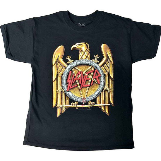 Slayer Kids T-Shirt: Gold Eagle (Black) (1-2 Years) - Slayer - Produtos - - 5056737268744 - 23 de julho de 2024