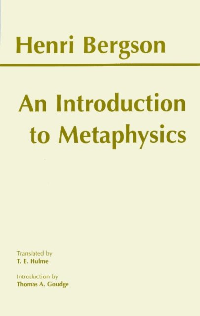 Cover for Henri Bergson · An Introduction to Metaphysics (Pocketbok) (1999)