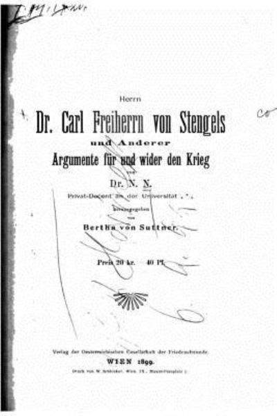 Cover for Bertha von Suttner · Herrn Dr. Carl freiherrn von Stengels (Paperback Bog) (2016)