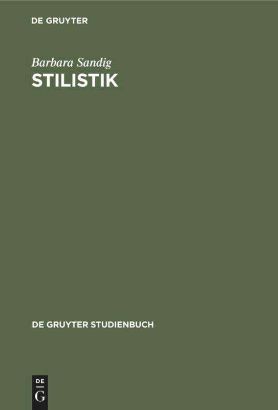 Cover for Barbara Sandig · Stilistik (Book) [1. Aufl. edition] (1978)